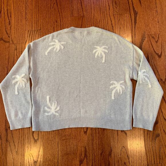 Rails Perci Palm Tree Cotton Cashmere Crewneck Sweater | Gray White | Small - Picture 7 of 11